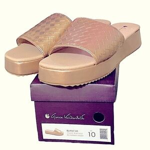 GLORIA VANDERBILT Blanche Platform Leather Slides Women’s Size 10 Rose G…